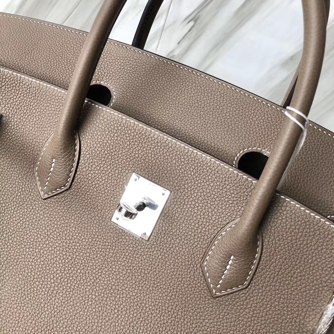 愛馬仕男士大號 鉑金包40CM Hermes Birkin 40cm togo ck18 Etoupe 大象灰