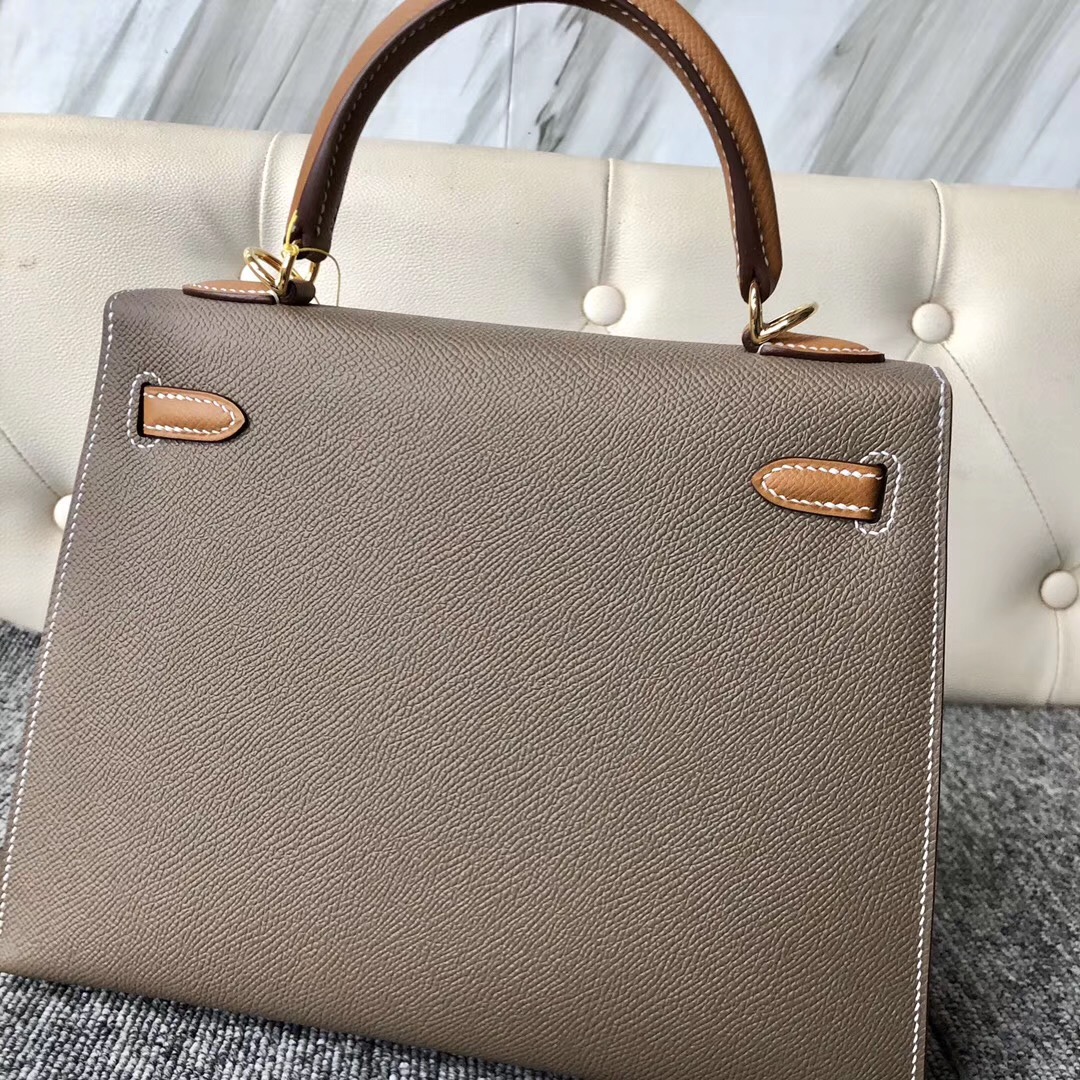 Aomen Hermes Kelly 25cm Hss CK18大象灰 Epsom/CK37金棕色 Gold 拉絲金扣