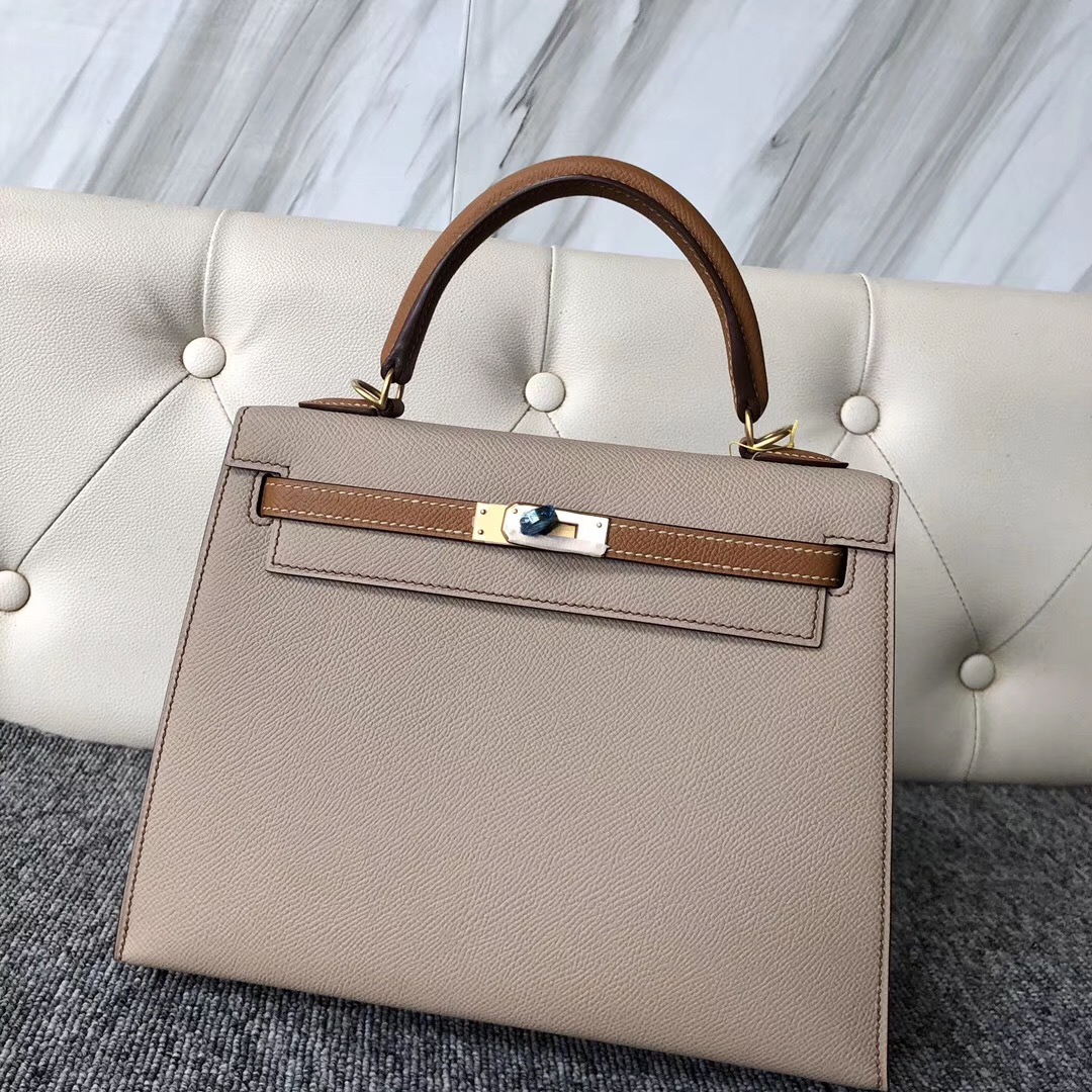 Hong Kong Hermes Kelly 25cm S2風衣灰 Trench CK37金棕色Gold 磨砂金扣