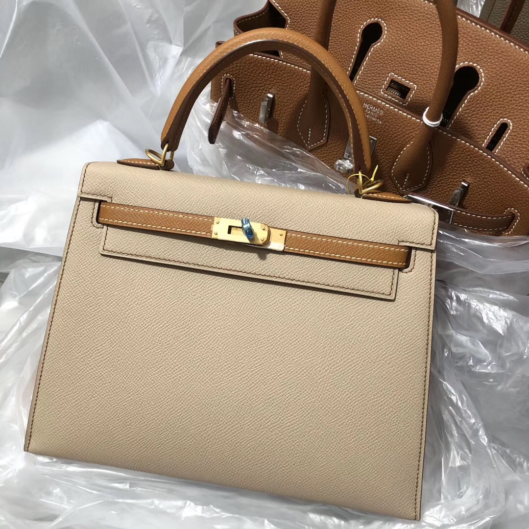 Hong Kong Hermes Kelly 25cm S2風衣灰 Trench CK37金棕色Gold 磨砂金扣