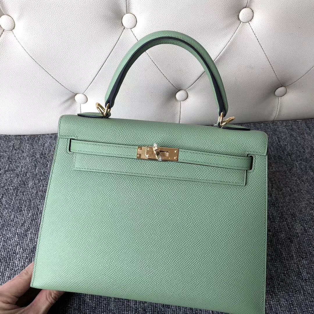 Hong Kong Hermes Kelly 25cm 3I牛油果綠 Vert Criquet 蟋蟀綠 金扣