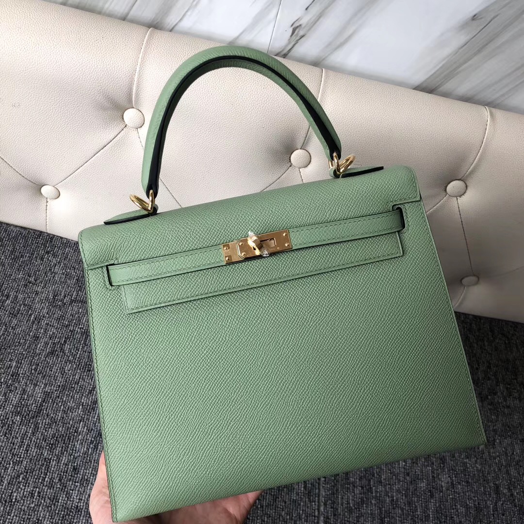 Hong Kong Hermes Kelly 25cm 3I牛油果綠 Vert Criquet 蟋蟀綠 金扣