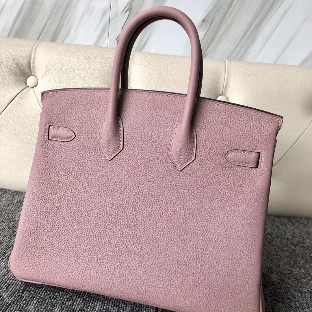 Hong Kong Hermes Birkin 25cm Handbag 4W Glycine 紫藤粉 togo 金扣
