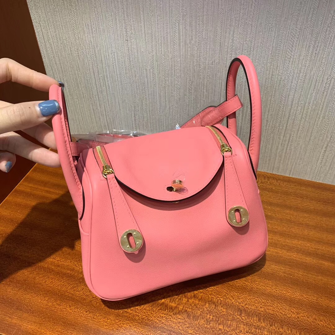 愛馬仕lindy mini價格多少錢 Hermes Lindy mini 8w Rose Azalee 新唇膏粉 Swift