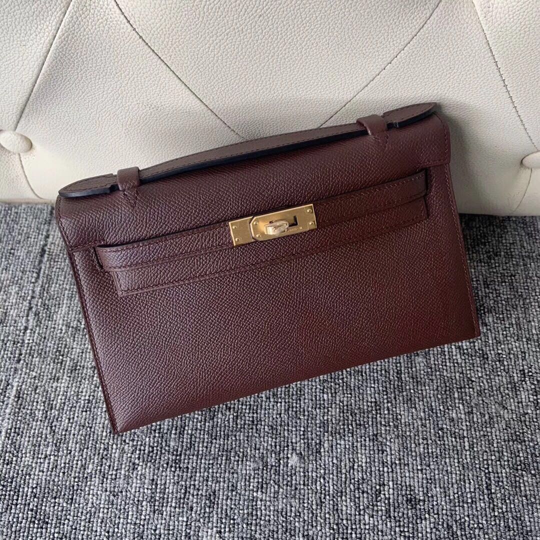 香港香港島 愛馬仕鉑金包 Hermes MiniKelly Pochette CK57 波爾多酒紅 Bordeaux