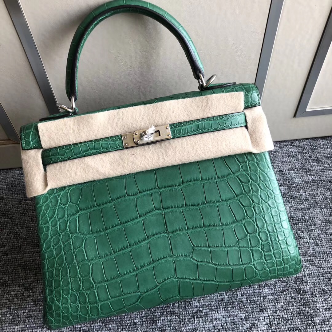 香港九龍半島愛馬仕凱莉包 Hermes Kelly 25cm 1L Cactus 仙人掌綠 美洲鱷