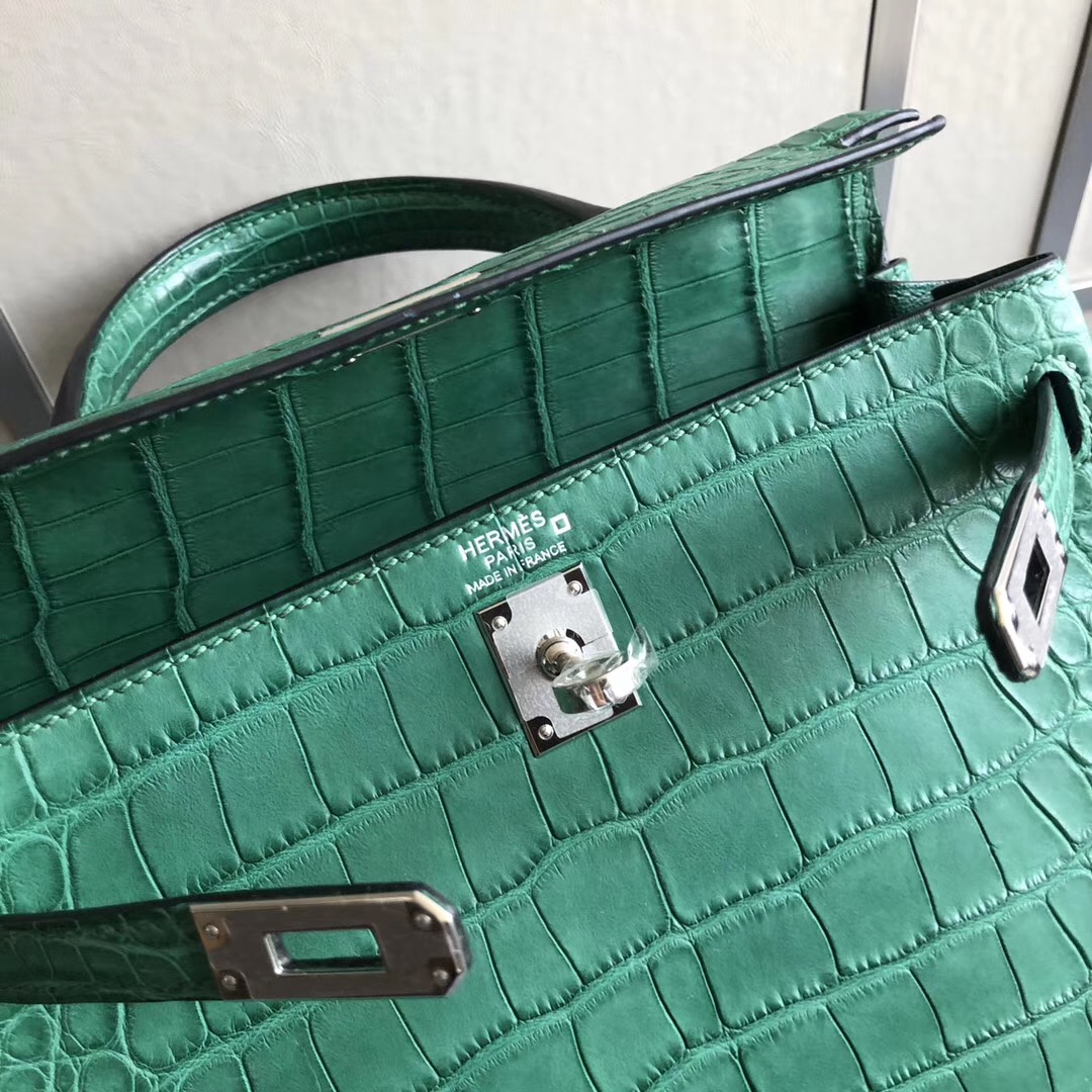 香港九龍半島愛馬仕凱莉包 Hermes Kelly 25cm 1L Cactus 仙人掌綠 美洲鱷