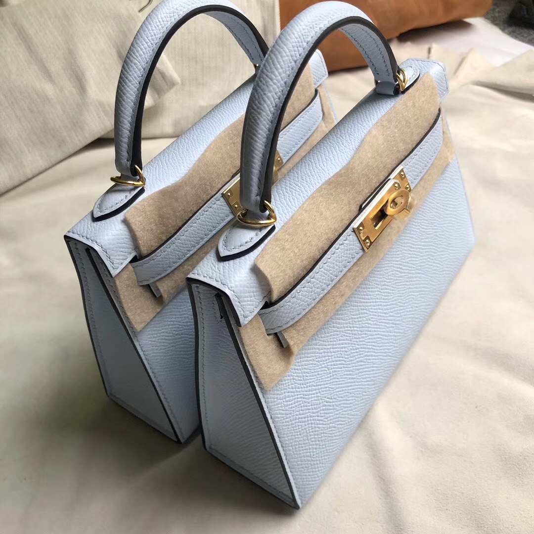 香港東區愛馬仕 Hermes kelly mini 二代 T0 Blue Brume 霧藍色 什麼價格