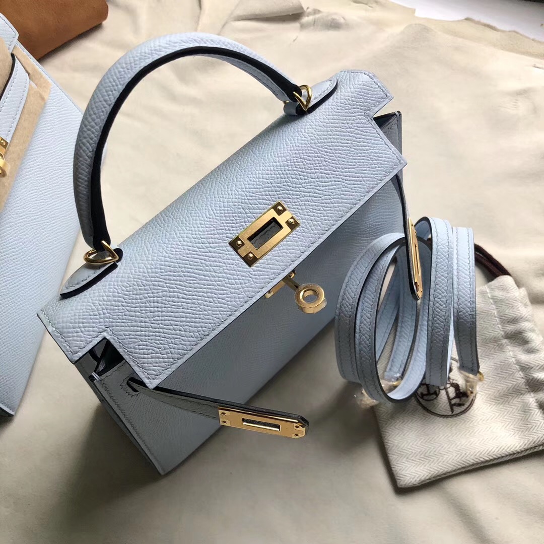 香港東區愛馬仕 Hermes kelly mini 二代 T0 Blue Brume 霧藍色 什麼價格