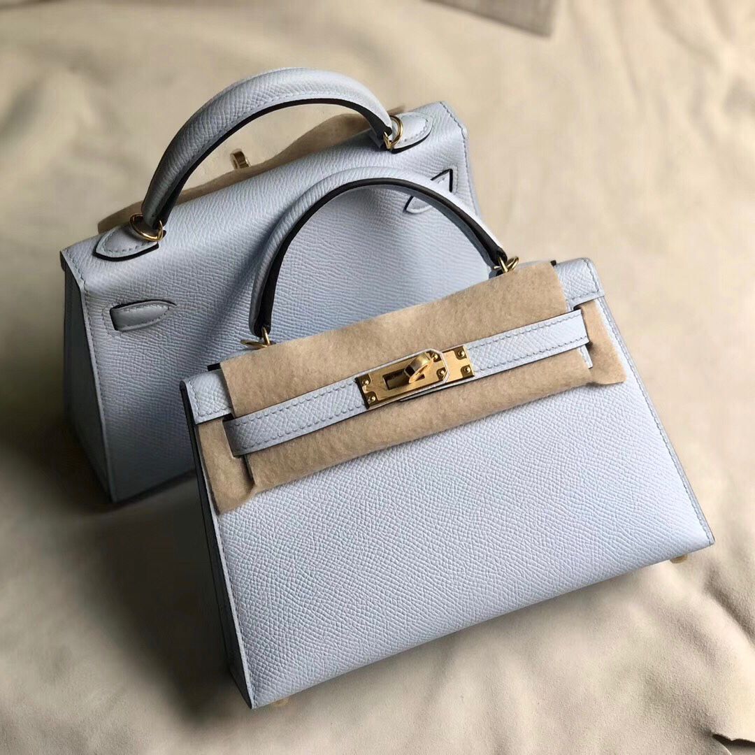 香港東區愛馬仕 Hermes kelly mini 二代 T0 Blue Brume 霧藍色 什麼價格