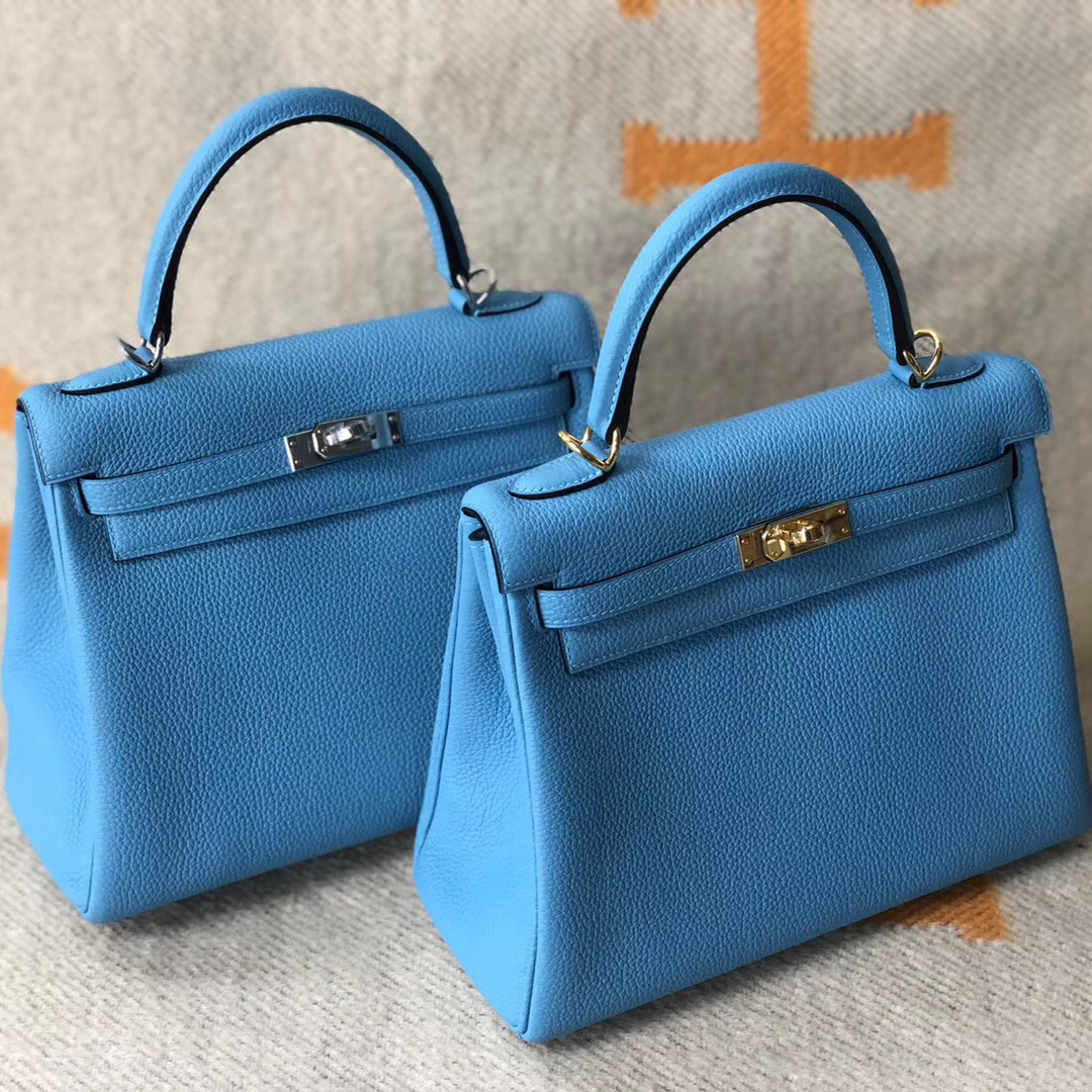 Hong Kong Hermes Kelly 25cm 28cm 大小對比圖 P3 北方藍 Blue de nord