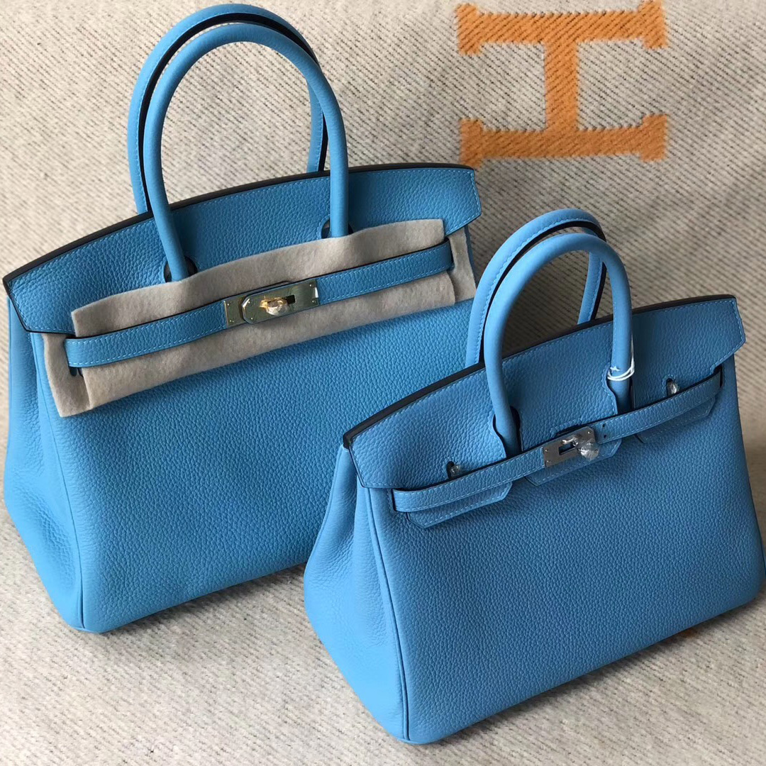 香港島鉑金包價格 Hermes Birkin25cm 30cm P3北方藍 Blue de nord 對比圖