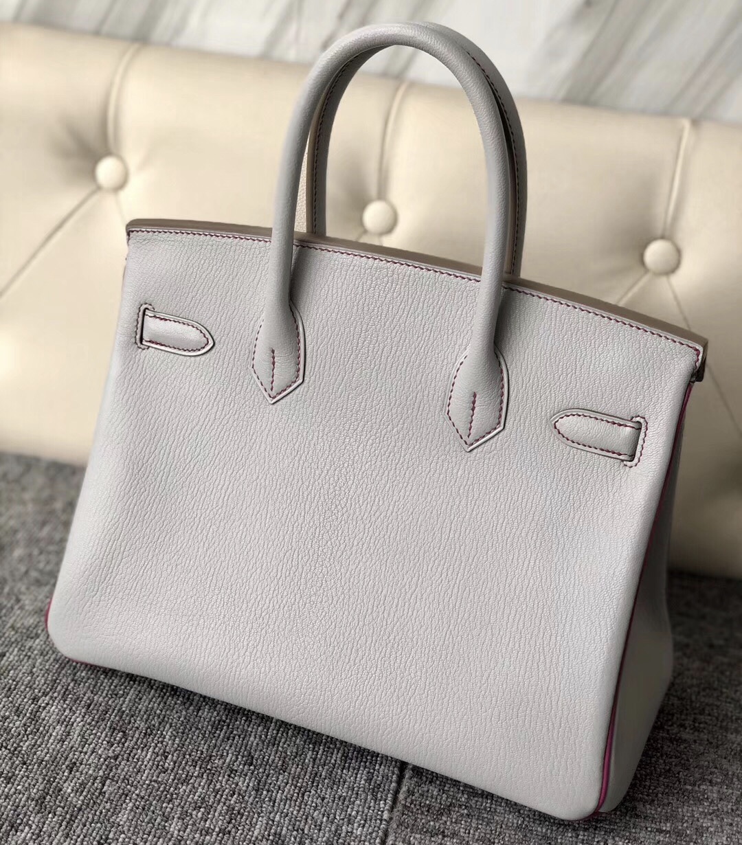 香港西貢區淺水灣 Hermes Birkin30cm CK80 Pearl Grey Chevre L3 Rose Purple