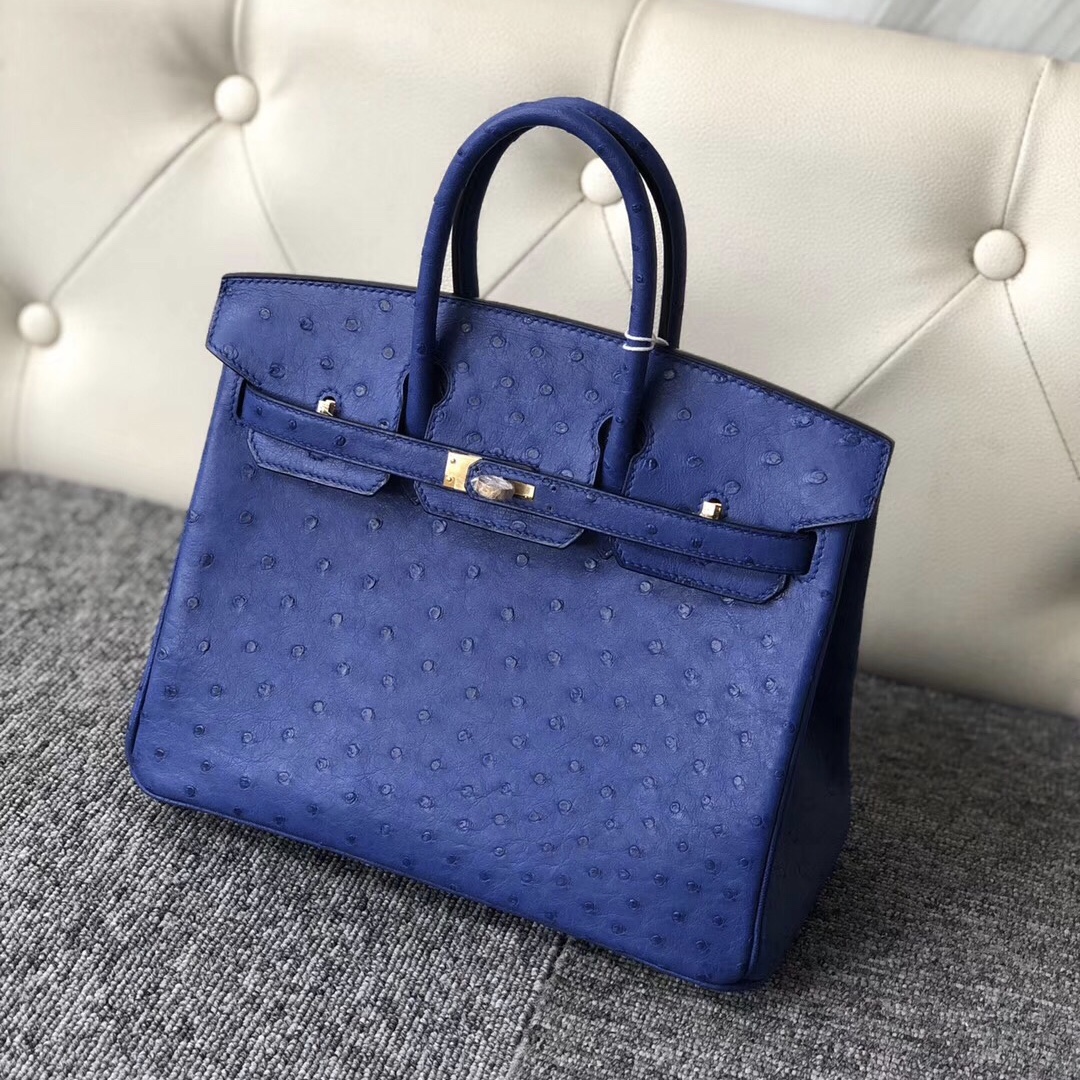 香港西貢區愛馬仕鉑金包價格 Hong Kong Hermes Birkin 25cm Ostrich 彩藍色