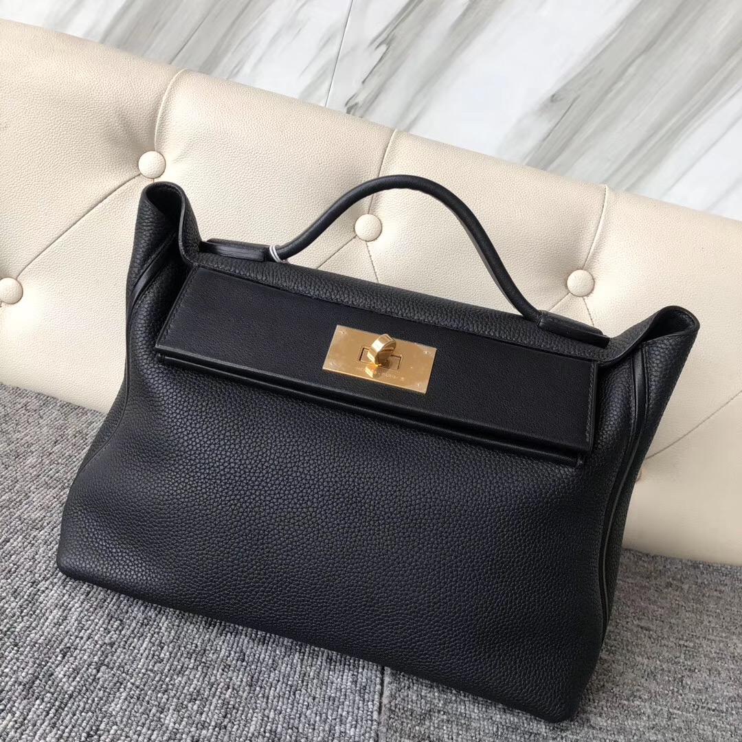 New Hermes Kelly 24/24 29cm CC89 Noir taurillon Maurice Swift calfskin