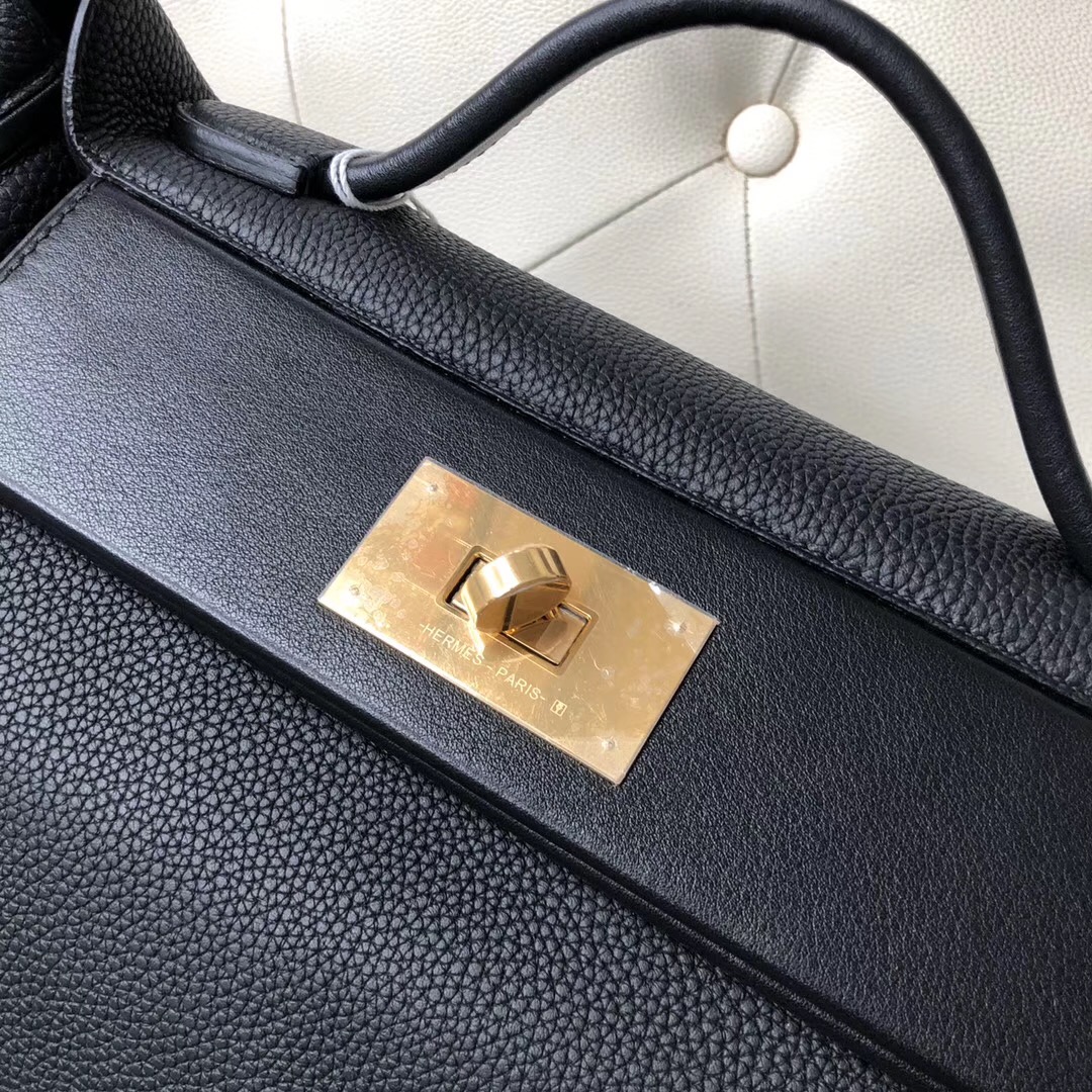 New Hermes Kelly 24/24 29cm CC89 Noir taurillon Maurice Swift calfskin