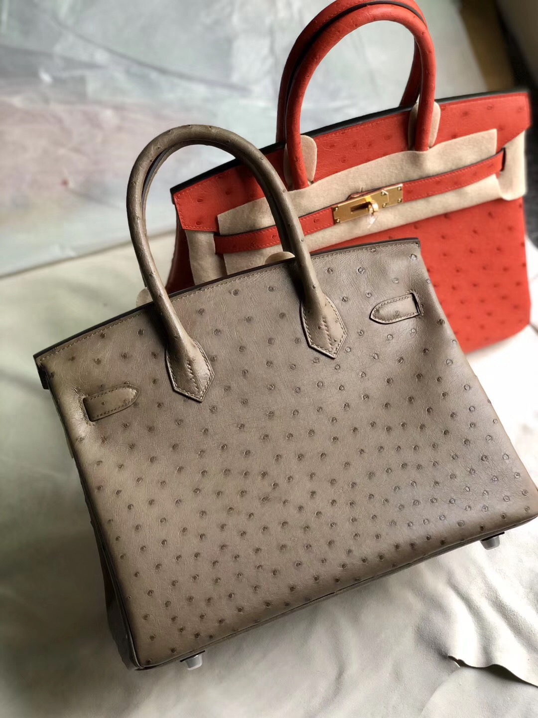 臺中市愛馬仕鉑金包Taiwan Hermes Birkin 30cm Ostrich CK18 Etoupe 大象灰