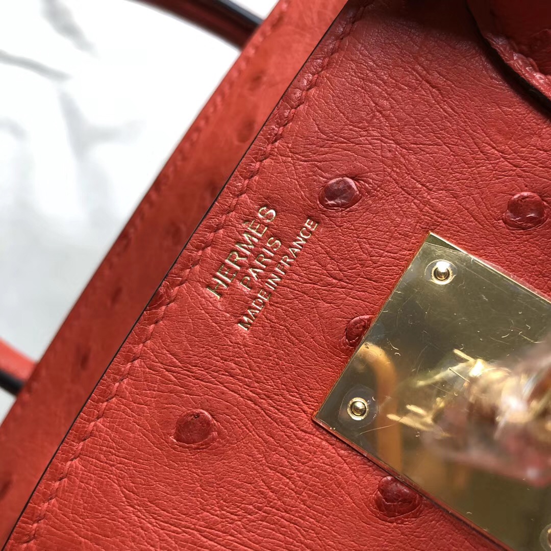 臺灣新北市 Taiwan Hermes Birkin 30cm Ostrich Q5 Rose casaque 國旗紅