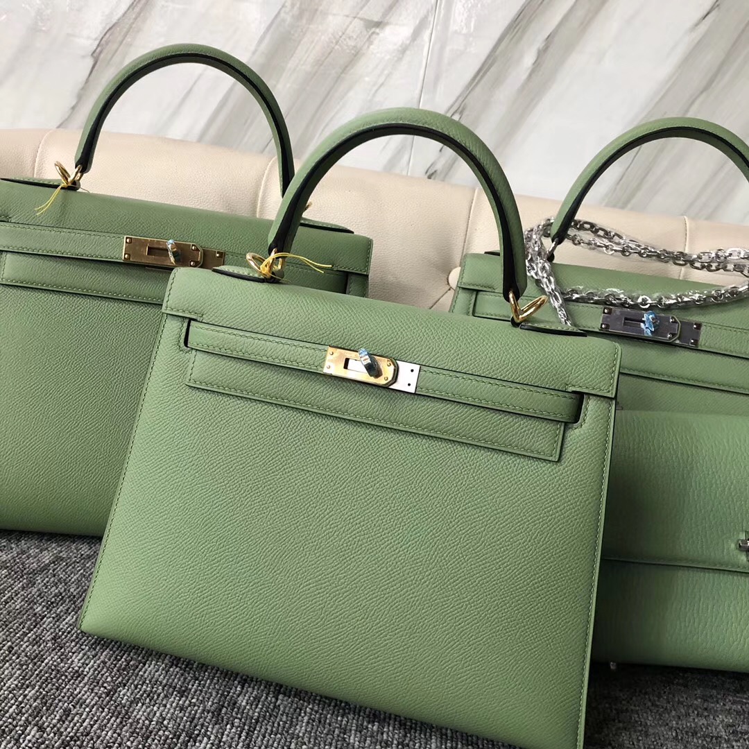 Hong Kong Hermes Kelly 25cm 3I牛油果綠 Vert Criquet 蟋蟀綠 金扣