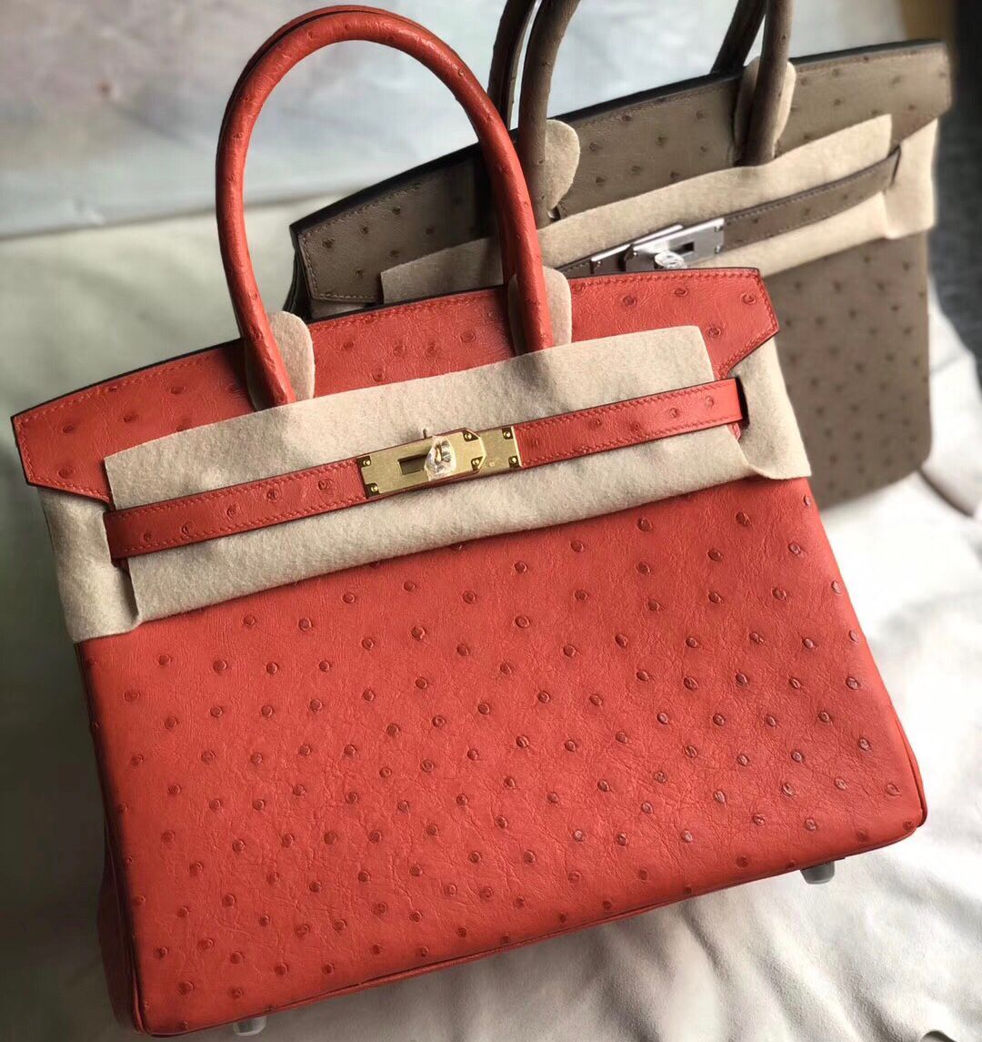 臺灣新北市 Taiwan Hermes Birkin 30cm Ostrich Q5 Rose casaque 國旗紅