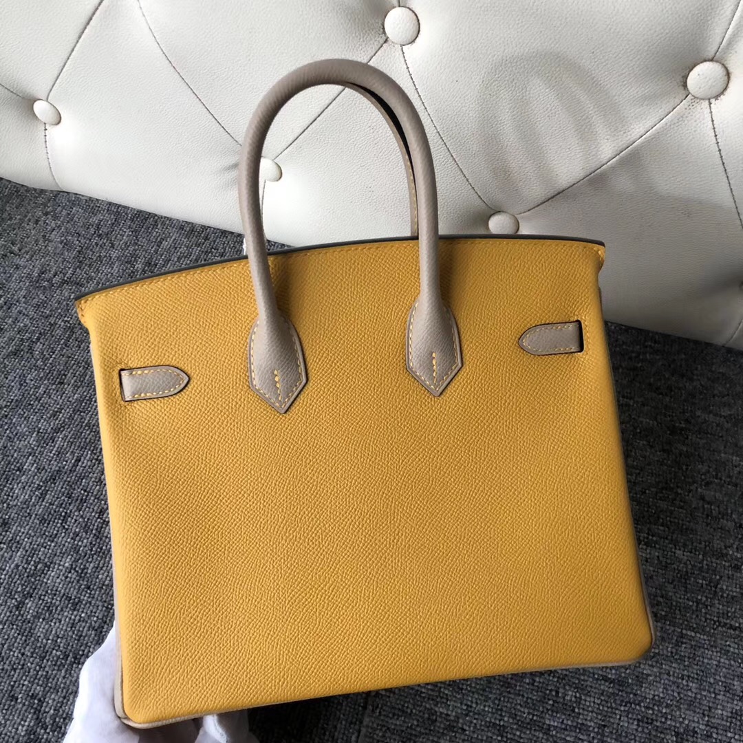 四季酒店 Macao Hermes Birkin 25cm 9D Amber 琥珀黃 S2 Trench 風衣灰