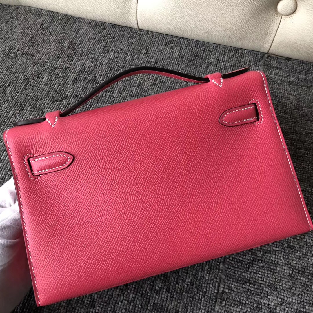 Macao Hermes MiniKelly Pochette Epsom E5糖果粉 Rose Tyrien 24k 五金