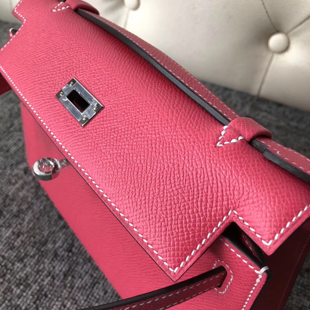 Macao Hermes MiniKelly Pochette Epsom E5糖果粉 Rose Tyrien 24k 五金