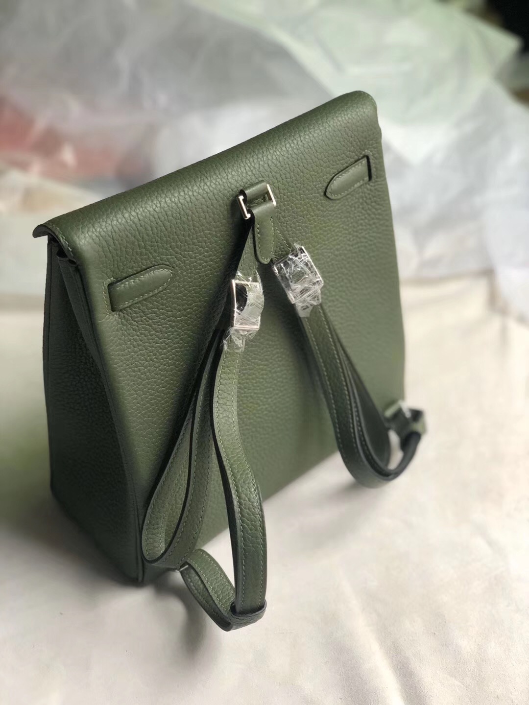 臺灣臺北市 愛馬仕凱莉雙肩包 Hermes Kelly Ado Backpack V6叢林綠 Cacncpee