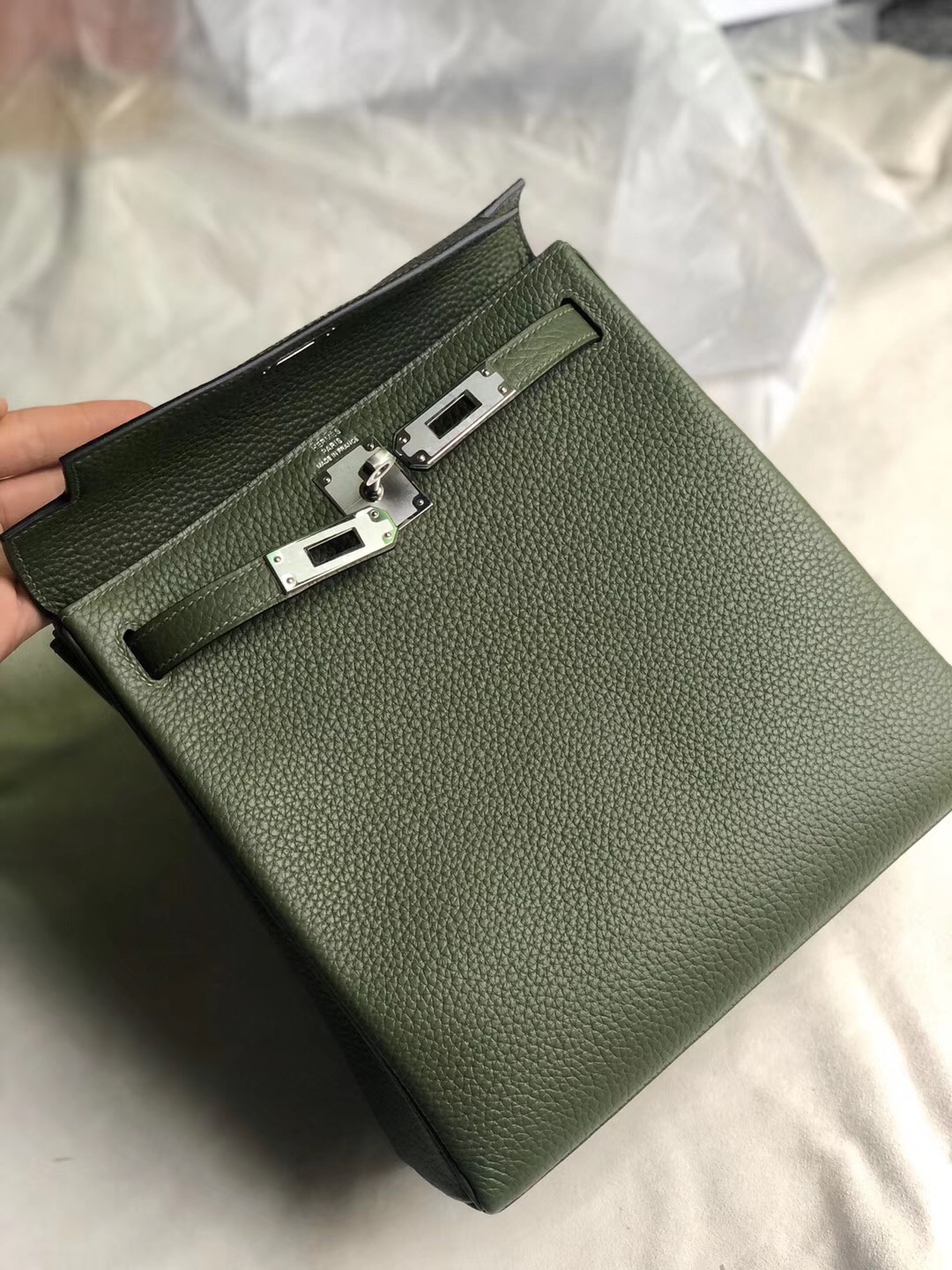 臺灣臺北市 愛馬仕凱莉雙肩包 Hermes Kelly Ado Backpack V6叢林綠 Cacncpee