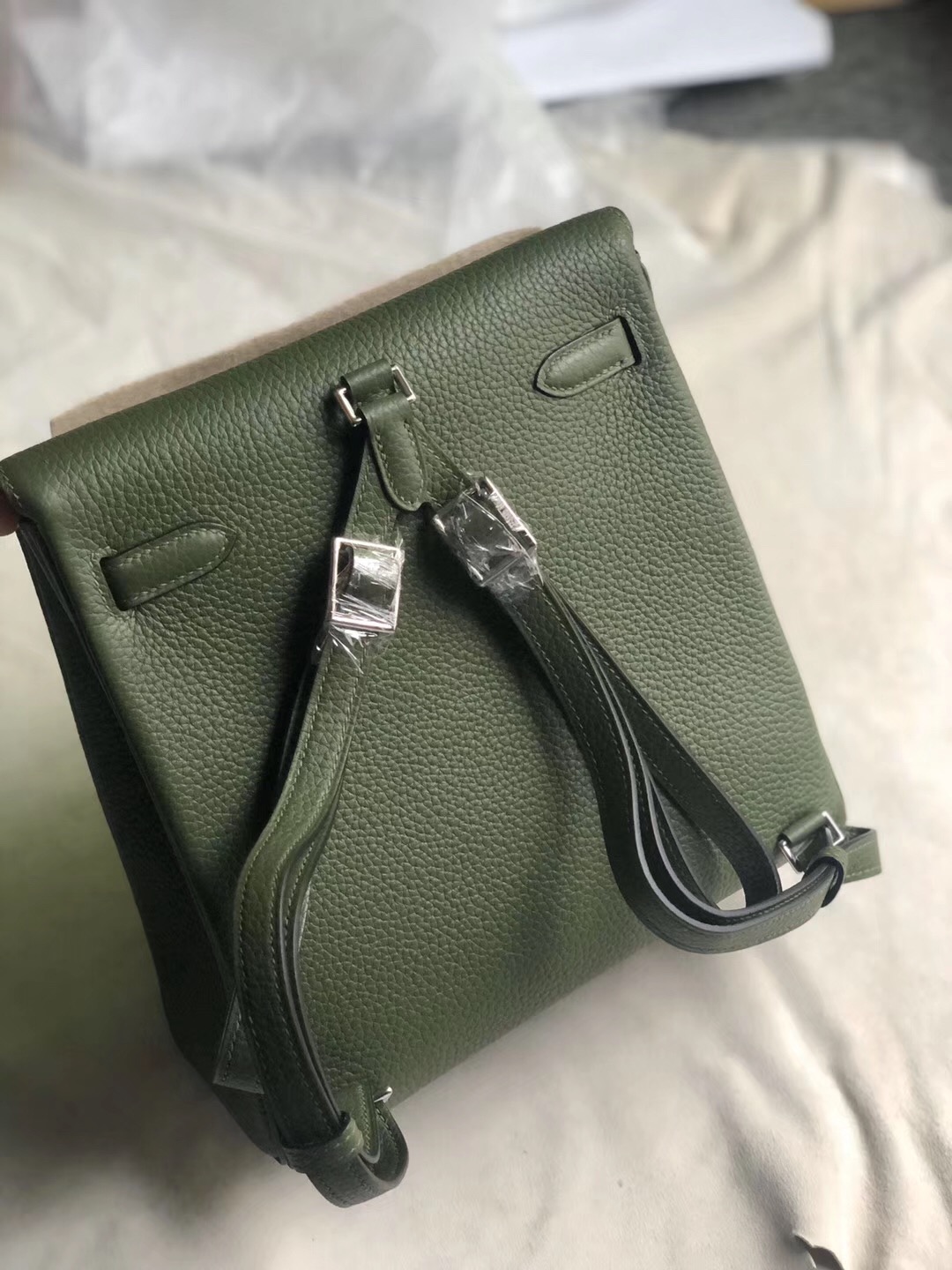 臺灣臺北市 愛馬仕凱莉雙肩包 Hermes Kelly Ado Backpack V6叢林綠 Cacncpee