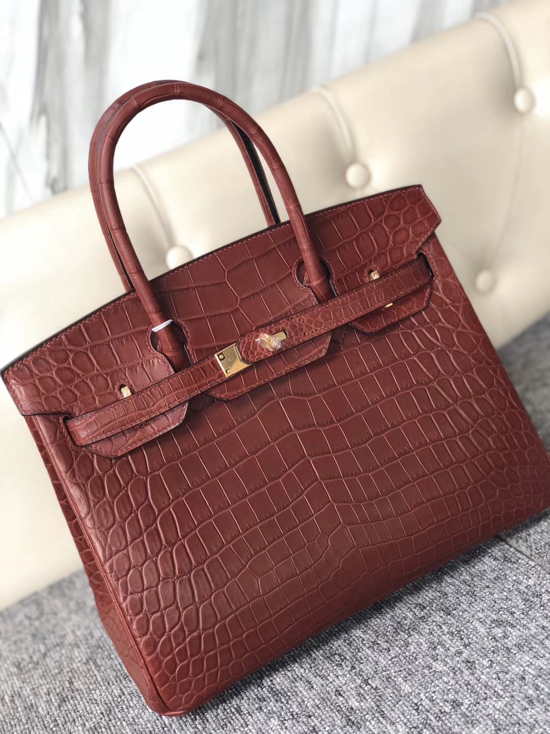 臺灣桃園市愛馬仕鉑金包定制 Hermes Birkin 30cm CK55 Rouge H 愛馬仕紅 尼羅鱷