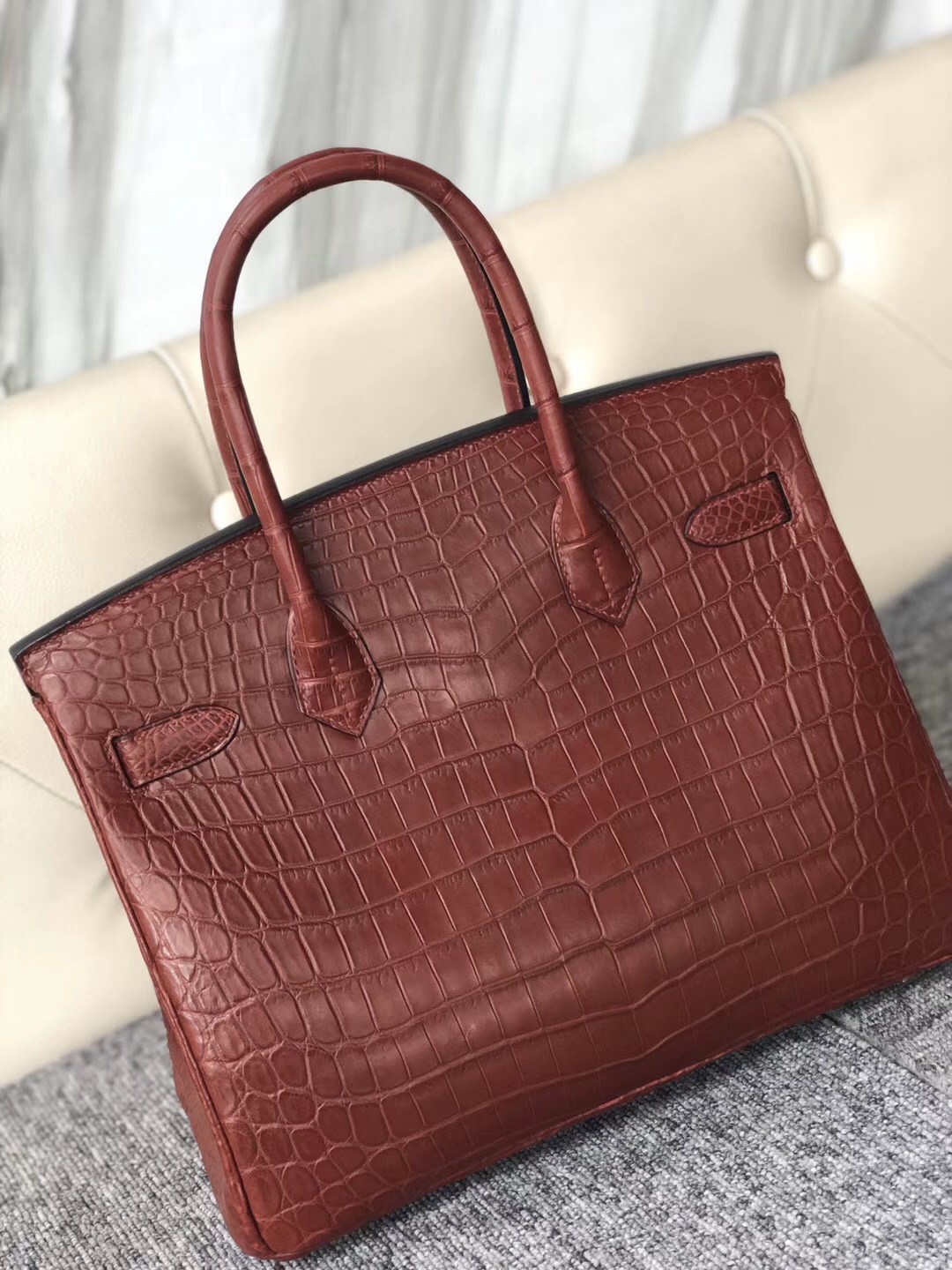 臺灣桃園市愛馬仕鉑金包定制 Hermes Birkin 30cm CK55 Rouge H 愛馬仕紅 尼羅鱷