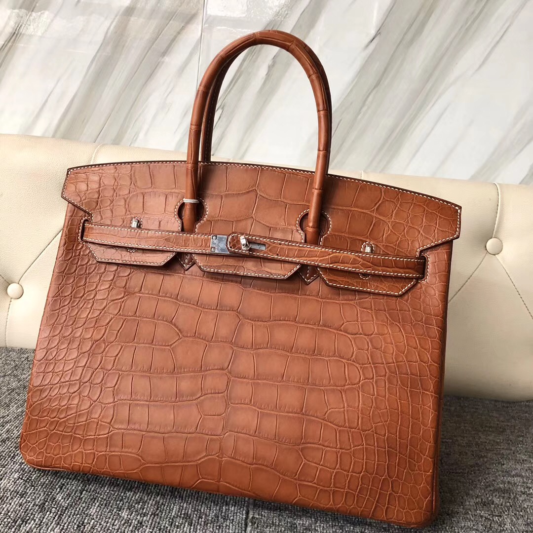 香港南區九龍半島愛馬仕鉑金包定 Hermes Birkin 35cm CC34 Fauve 金棕色 美洲鱷