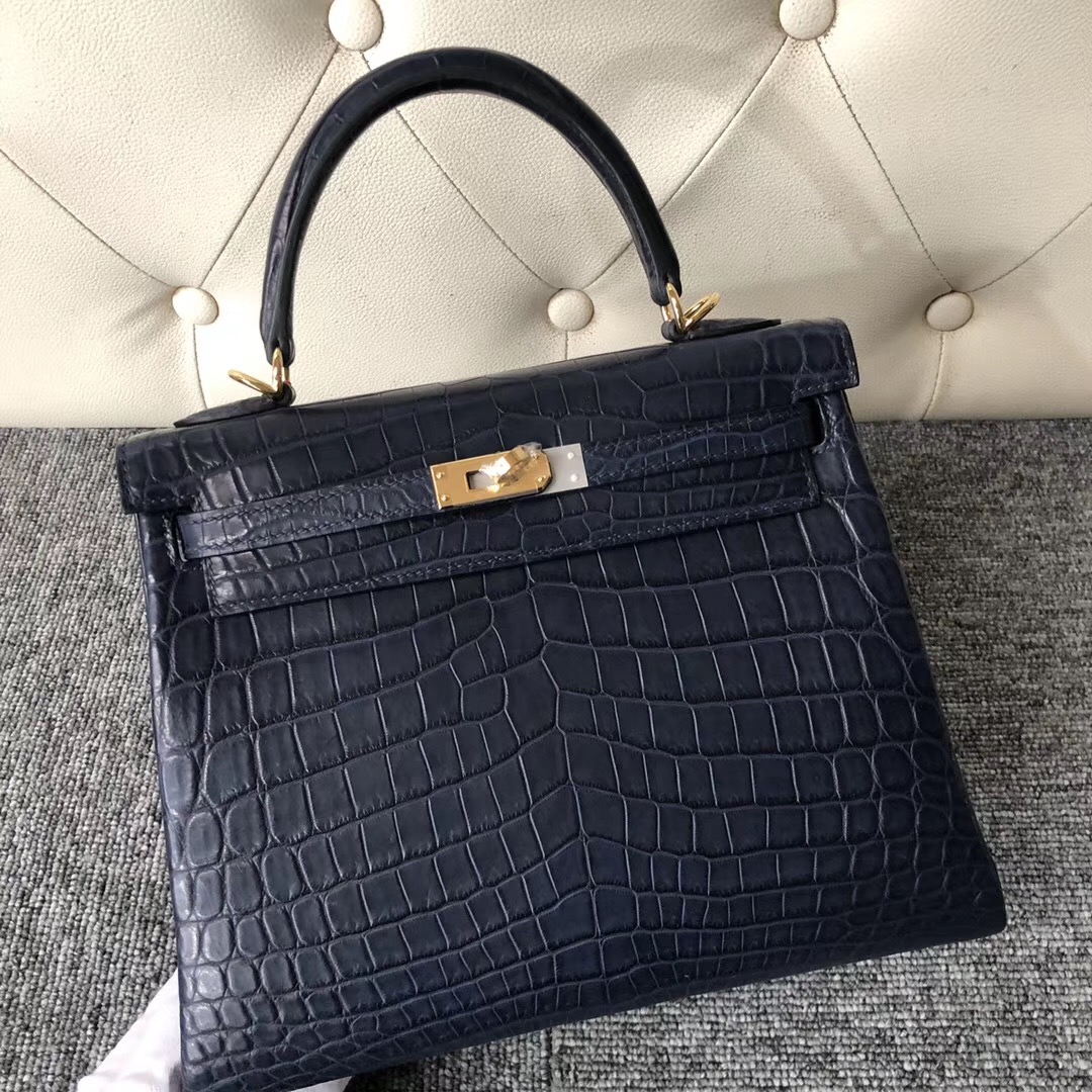 Xinbei Taiwan Hermes Kelly 25cm Ck76 Blue Indigo 深海藍尼羅鱷