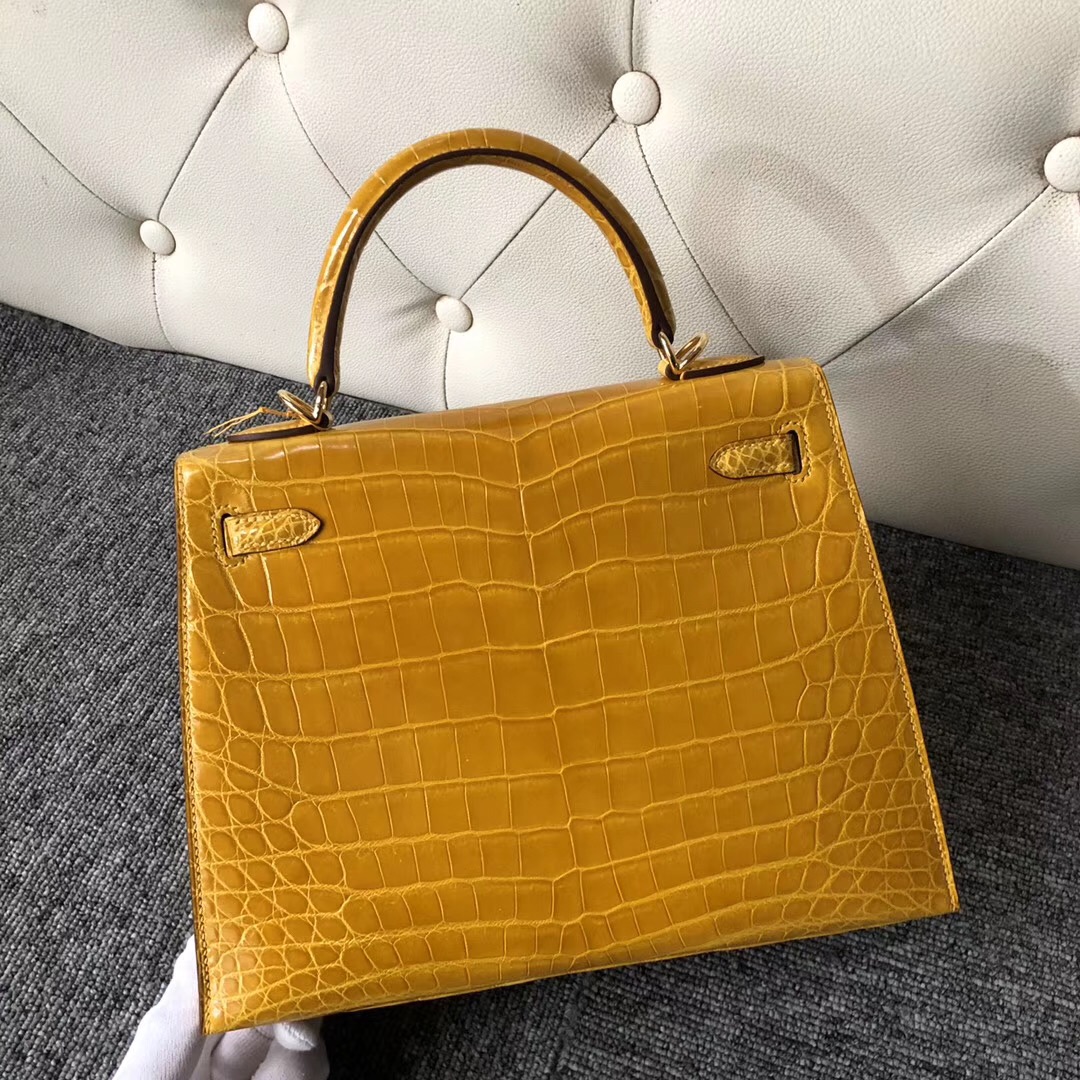 Xinbei Taiwan Hermes Kelly 25cm 9D Amber 琥珀黃 尼羅鱷 HCP鱷魚皮