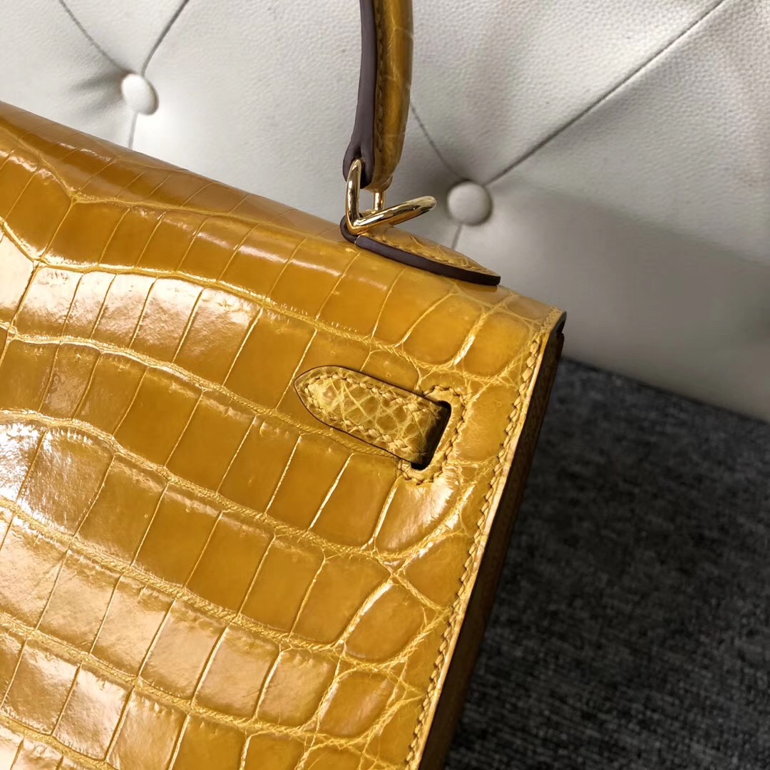 Xinbei Taiwan Hermes Kelly 25cm 9D Amber 琥珀黃 尼羅鱷 HCP鱷魚皮