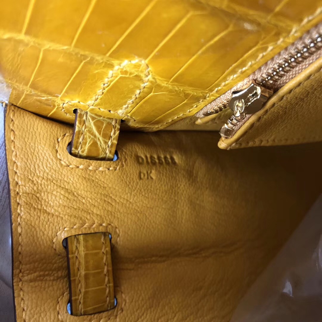 Xinbei Taiwan Hermes Kelly 25cm 9D Amber 琥珀黃 尼羅鱷 HCP鱷魚皮