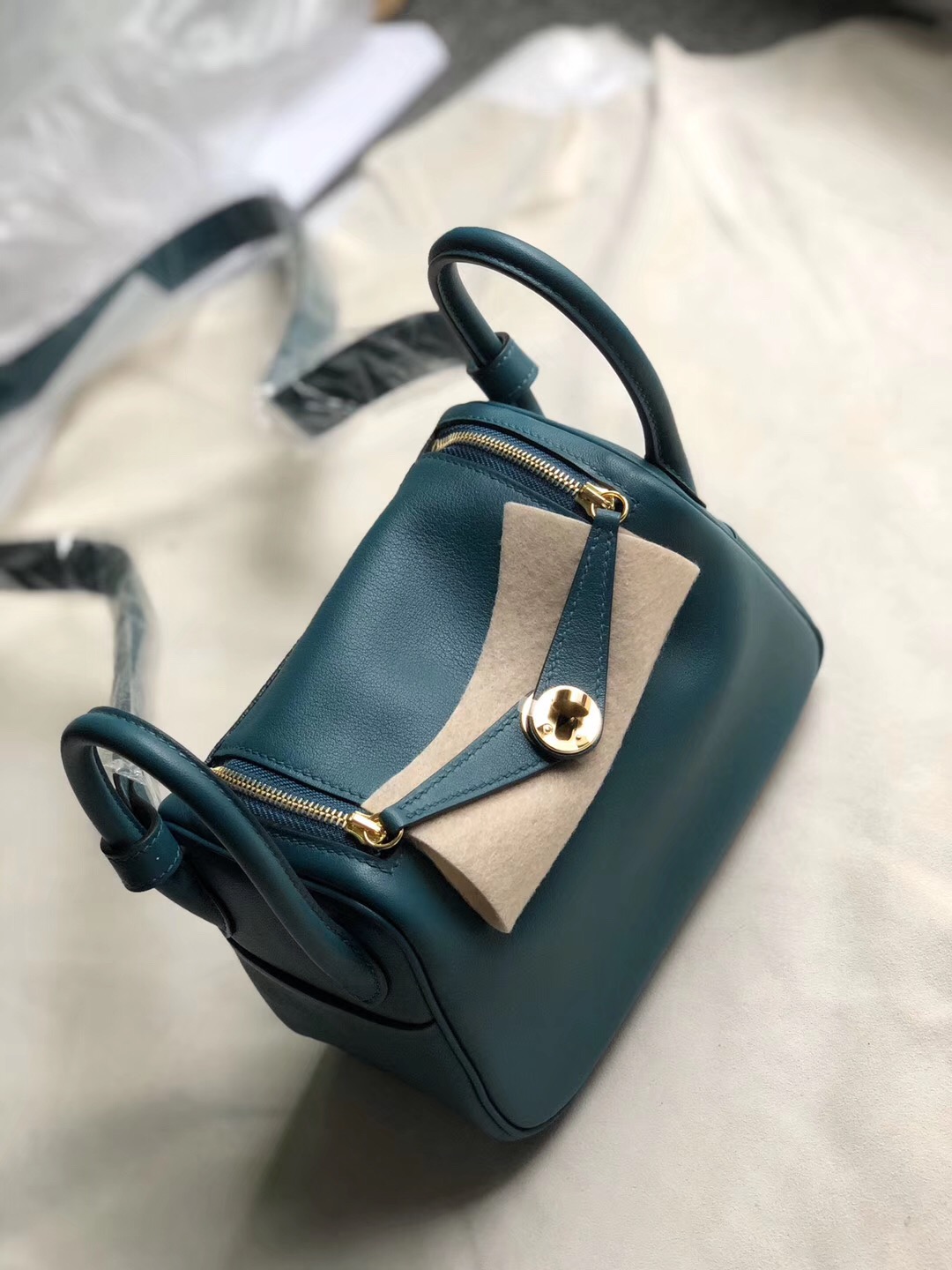 Hermes mini lindy 19cm W0 博斯普魯斯綠 vert bosphore Swift calfskin