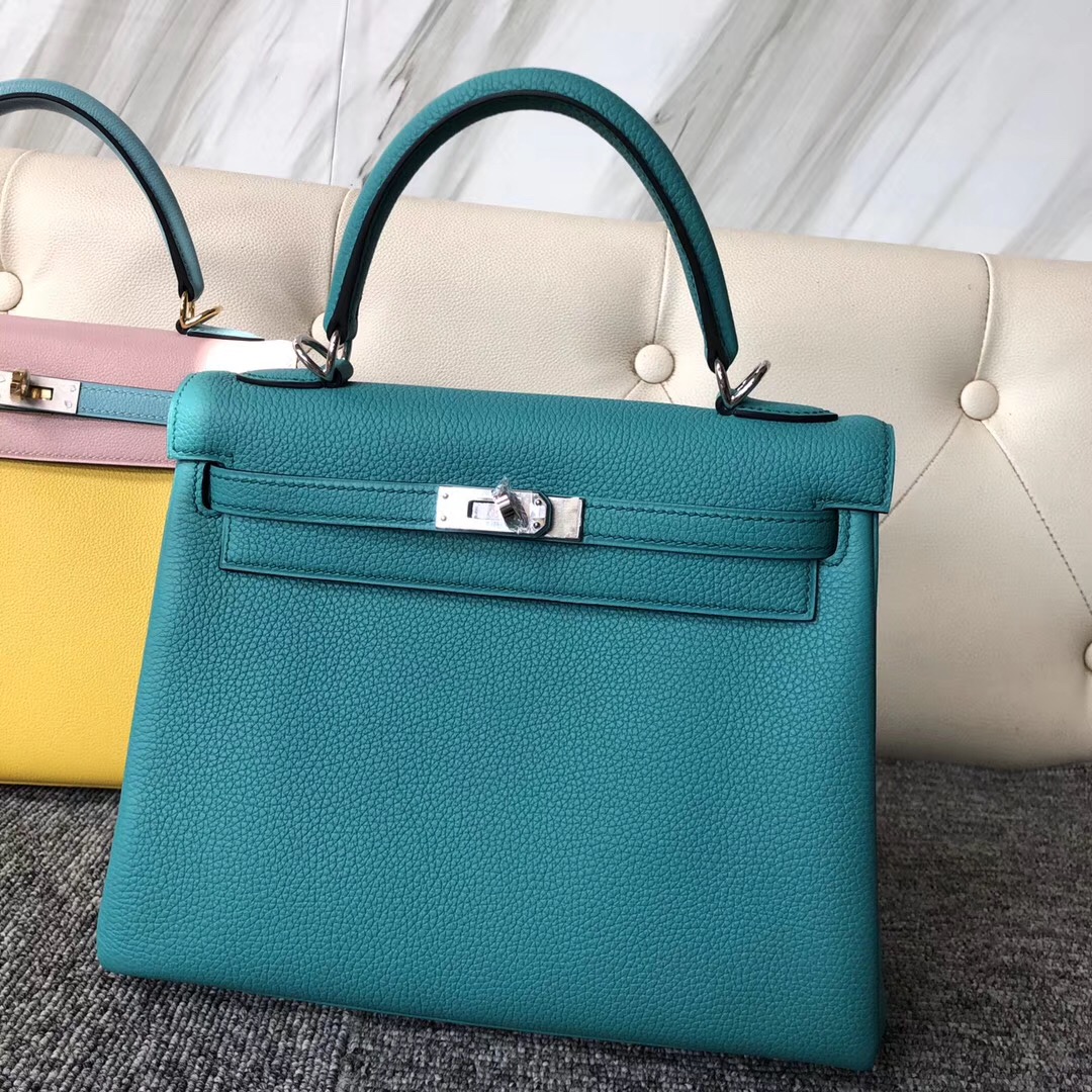 臺灣臺南市 Hermes Kelly 25cm Togo U1維羅斯納綠 Vertluo We verone 銀扣