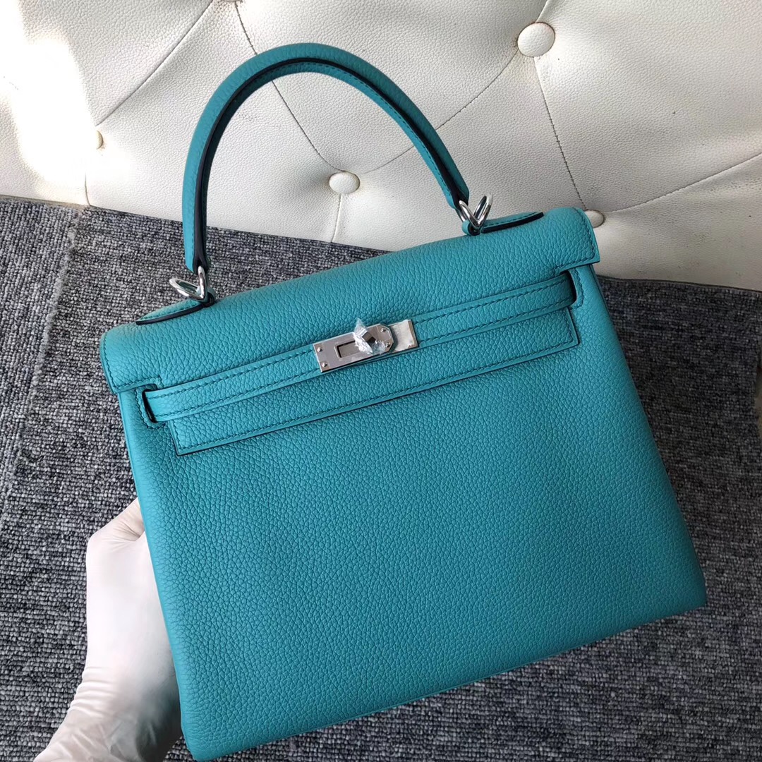 臺灣臺南市 Hermes Kelly 25cm Togo U1維羅斯納綠 Vertluo We verone 銀扣