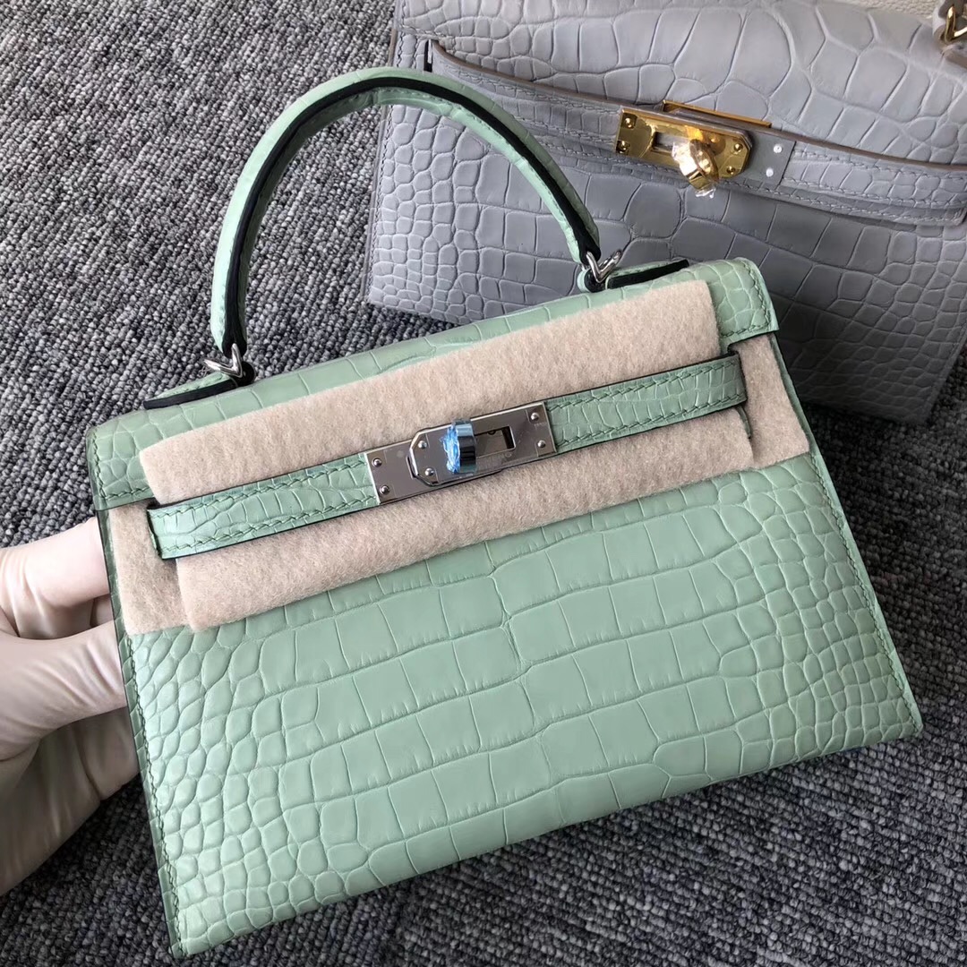 Taiwan Hermes Kelly Mini 2代 Alligator Crocodile 6U新薄荷綠 Peppermint Green