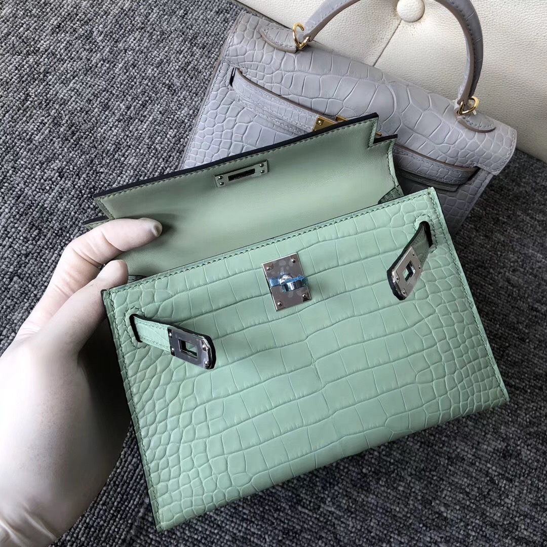 Taiwan Hermes Kelly Mini 2代 Alligator Crocodile 6U新薄荷綠 Peppermint Green