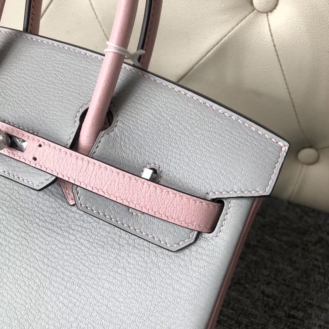 Hermes Birkin 25cm HSS Chevre CK80 Pearl Grey 3Q Rose Sakura