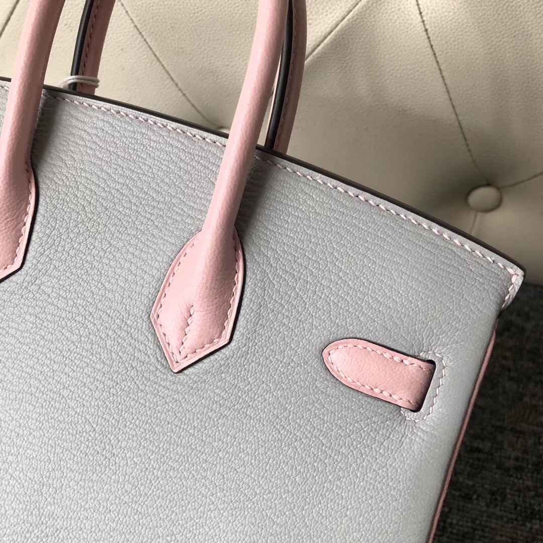 Hermes Birkin 25cm HSS Chevre CK80 Pearl Grey 3Q Rose Sakura