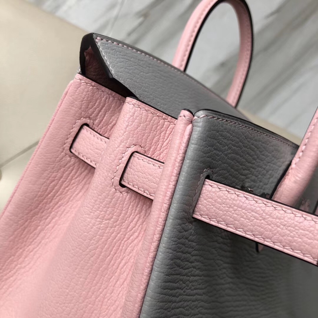 Hermes Birkin 25cm HSS Chevre CK80 Pearl Grey 3Q Rose Sakura