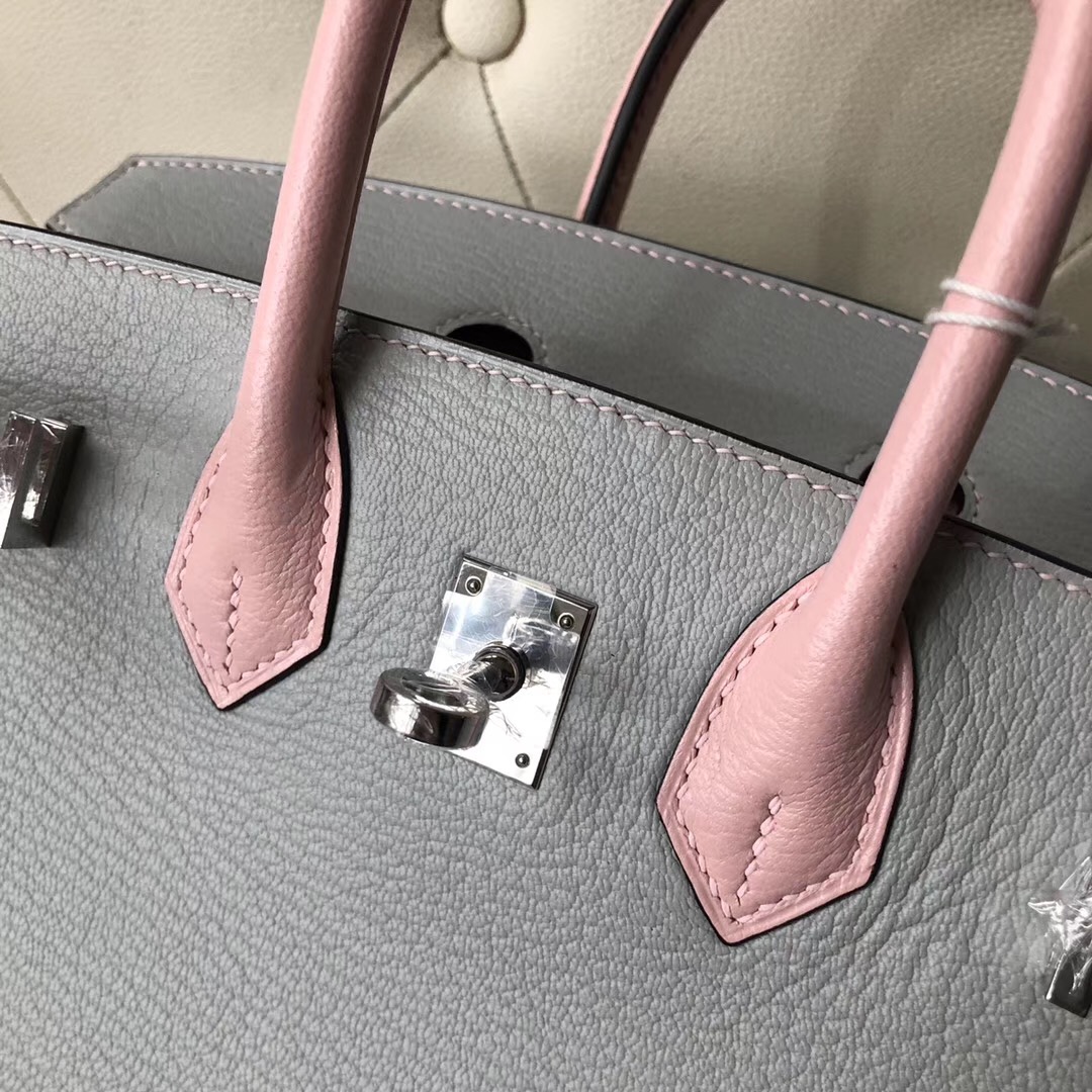 Hermes Birkin 25cm HSS Chevre CK80 Pearl Grey 3Q Rose Sakura