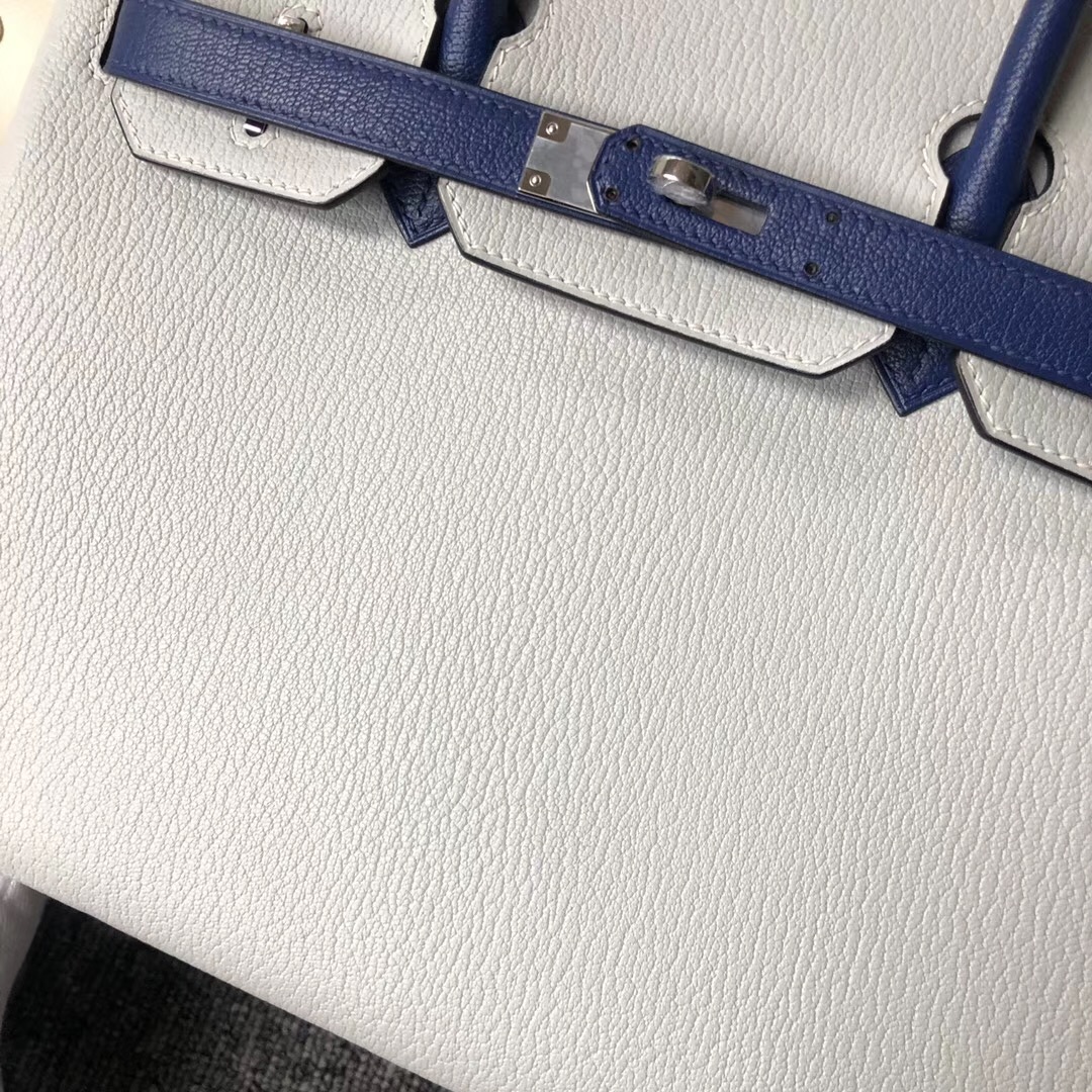 Hermes Birkin HSS 30cm Chevre CK80 grey pearl/CK73 Blue Sapphire