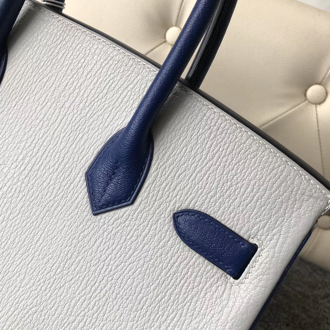 Hermes Birkin HSS 30cm Chevre CK80 grey pearl/CK73 Blue Sapphire