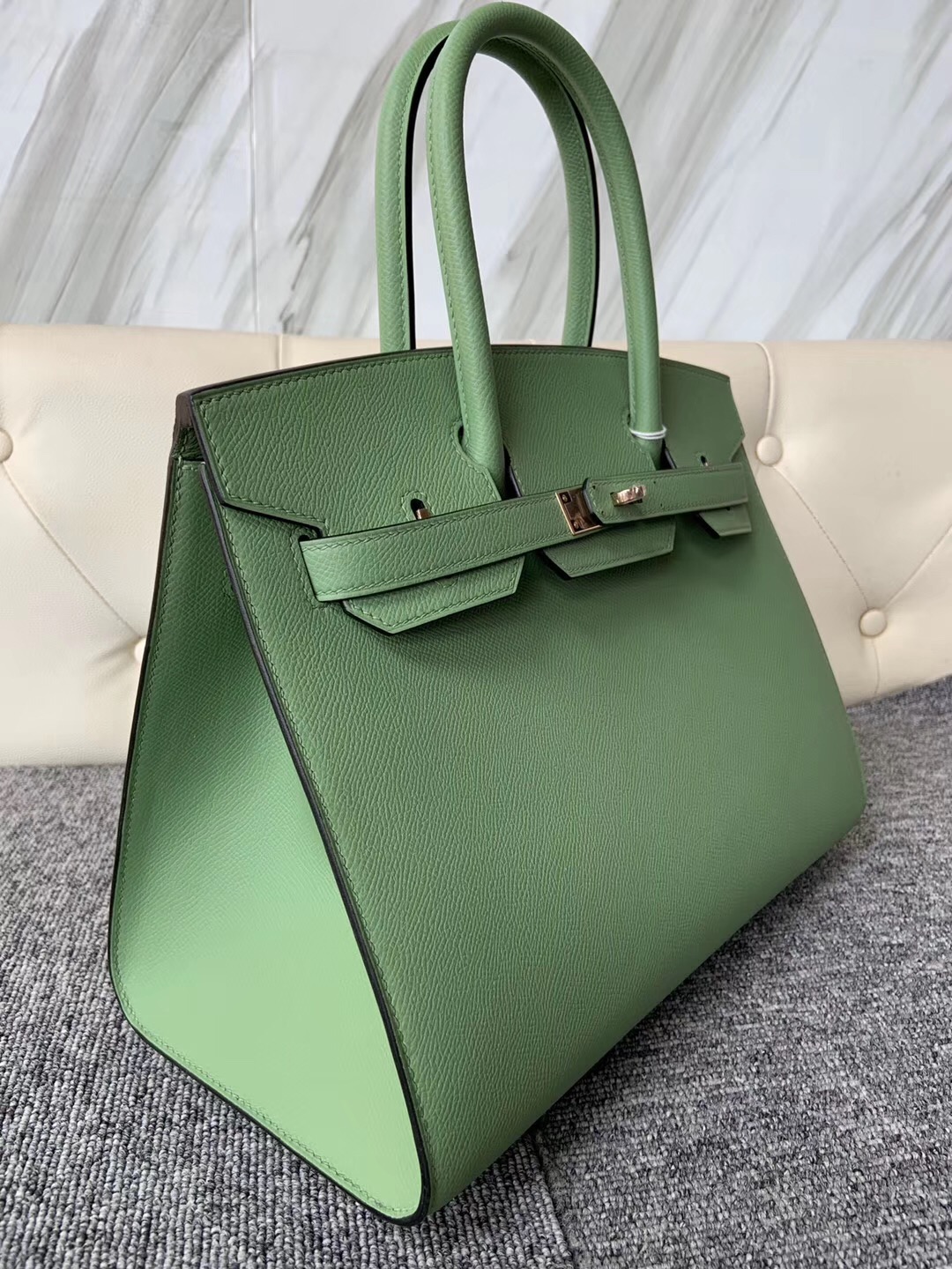 香港深水埗區愛馬仕外縫鉑金包 Hermes Birkin 30cm 3I牛油果綠 Vert Criquet