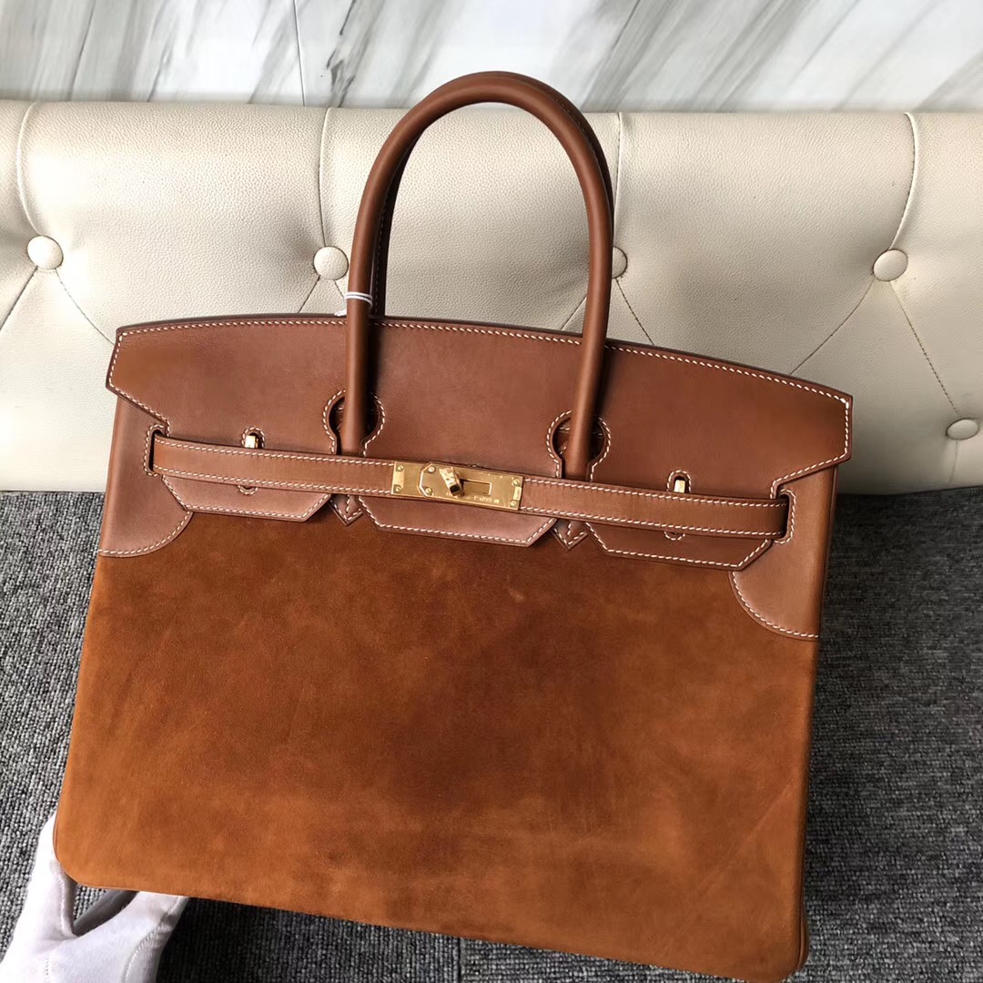 Hermes Birkin 35cm Bag Barenia Leather Gold Hardware, Gold CK37